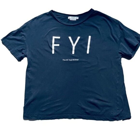 Mango Basics tee shirt scoop neck navy blue FYI  Follow Your Intuition size XS - Picture 4 of 8